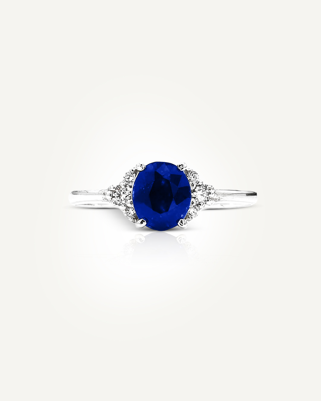 Oval-Cut Sri Lankan Blue Sapphire Ring in 925 Sterling Silver with American Diamond Accents (2)