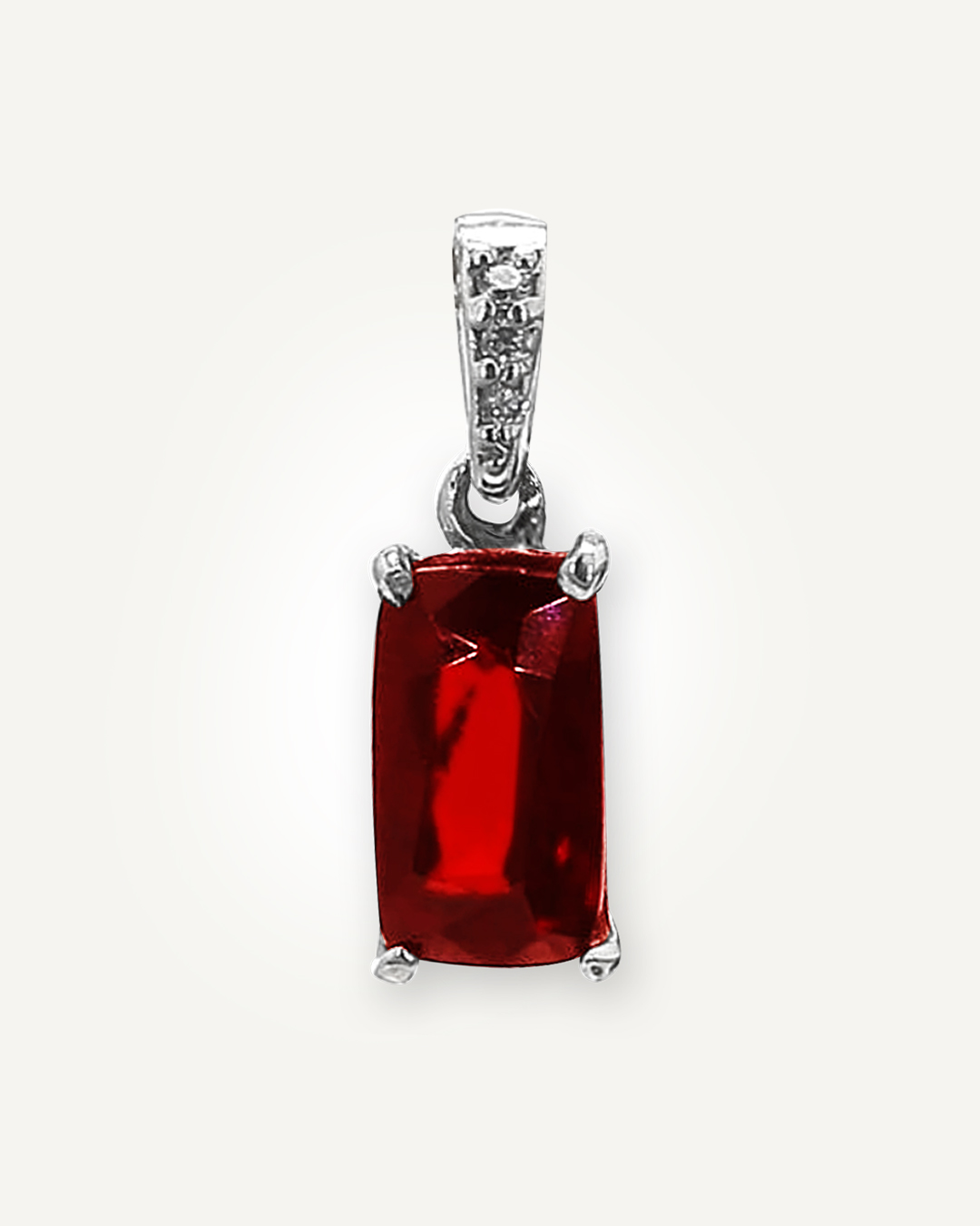Emerald-Cut Garnet Pendant in 925 Sterling Silver